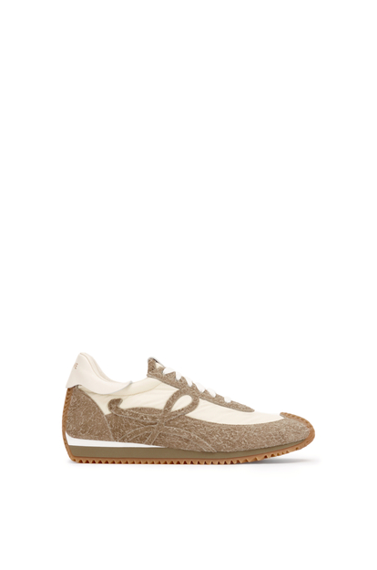 LOEWE Flow Runner in nylon and suede Khaki Green/Canvas