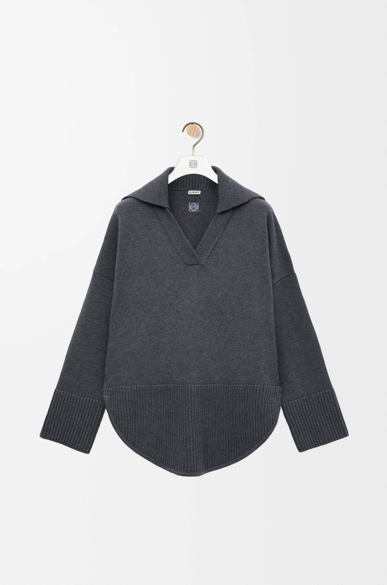 LOEWE 羊毛 Polo 毛衣 混合灰色