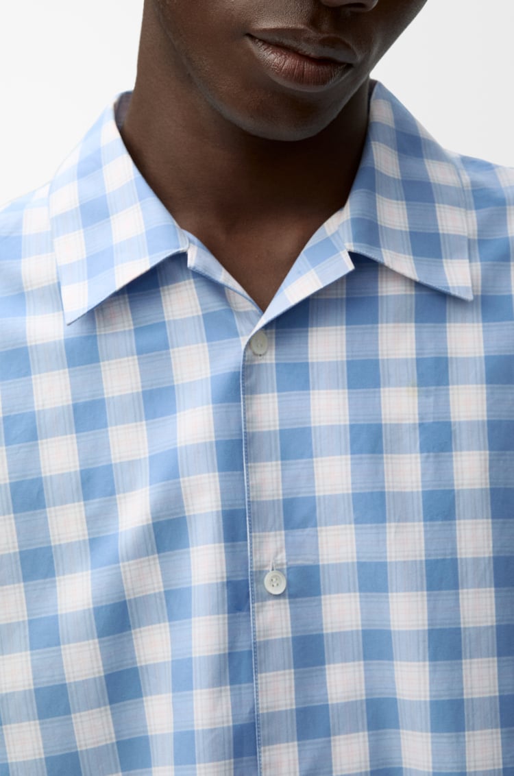 LOEWE Short sleeve shirt in cotton Blue/White