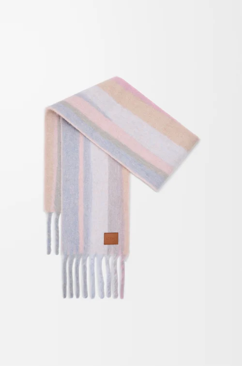 LOEWE Scarf in alpaca and wool blend Light Blue/Pink/Sandstone