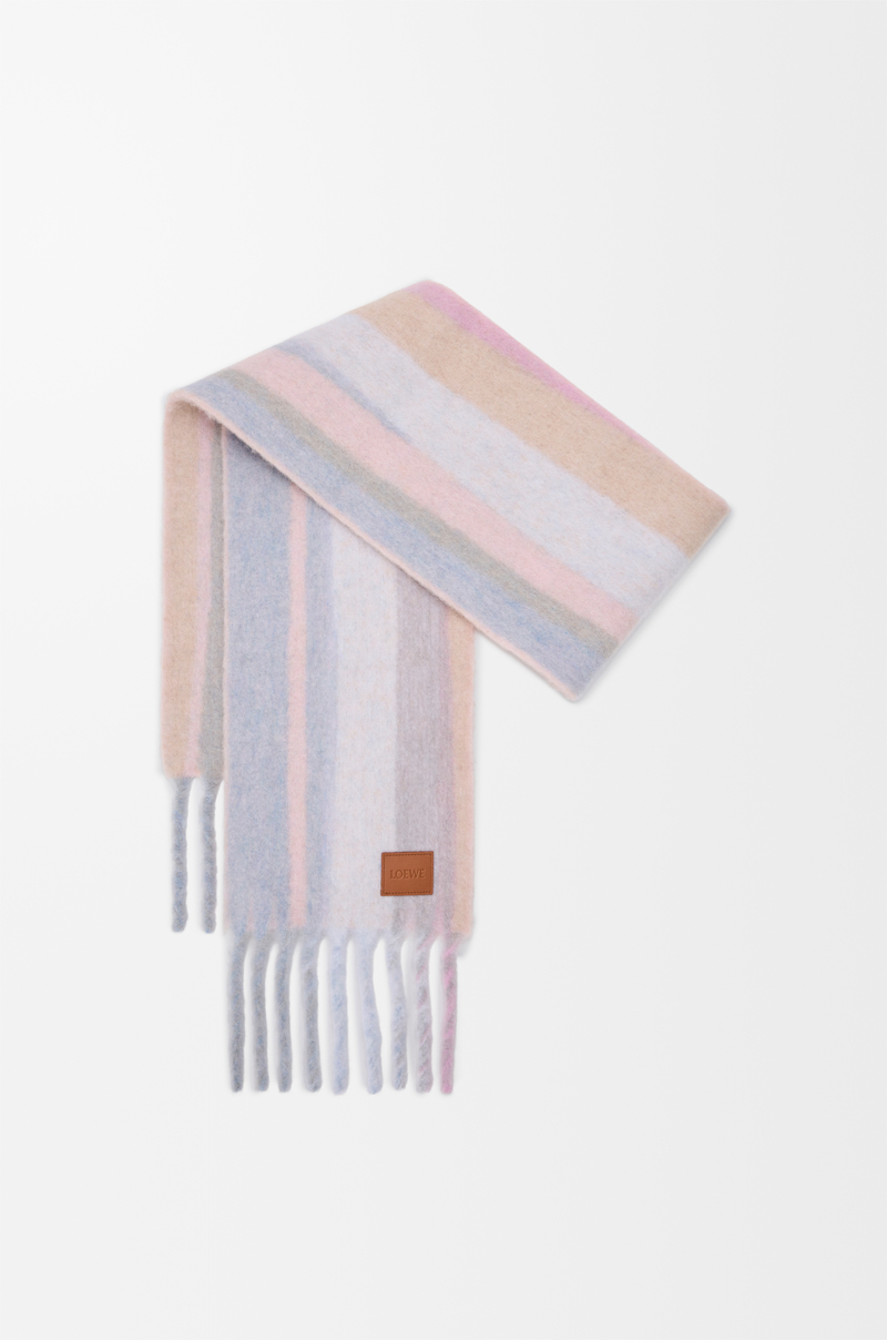 LOEWE Scarf in alpaca and wool blend Light Blue/Pink/Sandstone