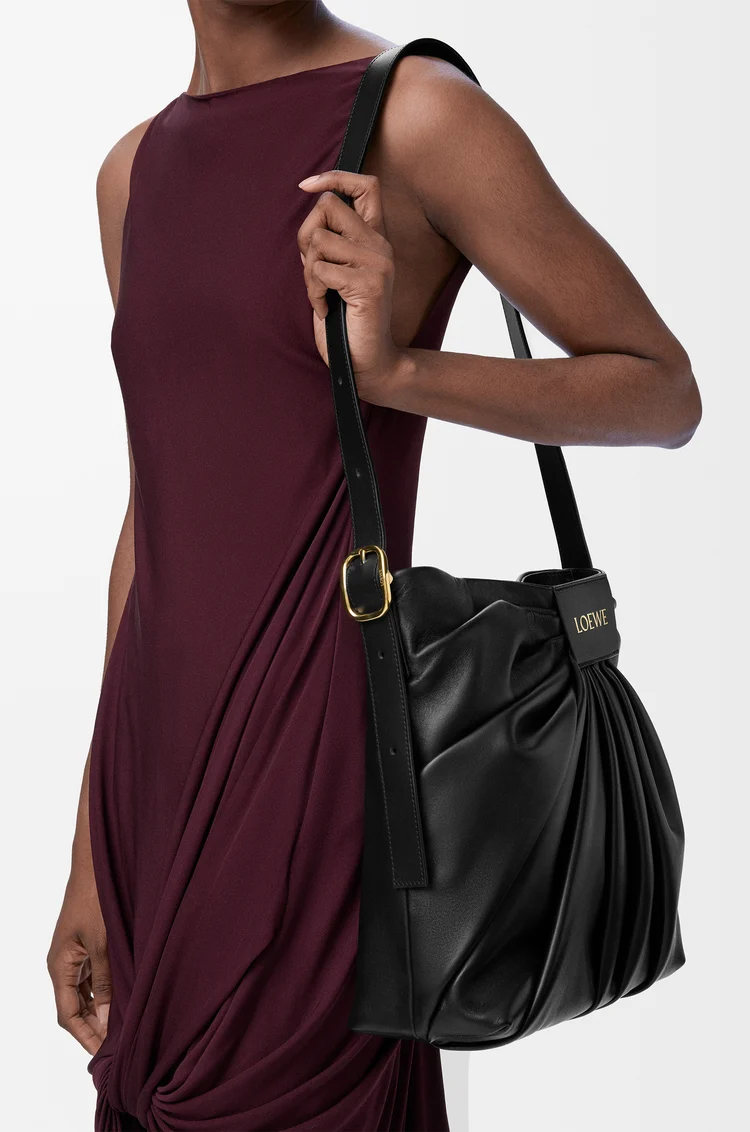 LOEWE Draped tote in mellow nappa lambskin Black