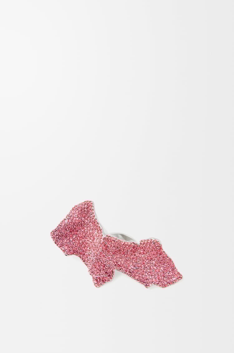 LOEWE Glitter Fragment large ring in sterling silver and crystals  Silver/Rose Peach