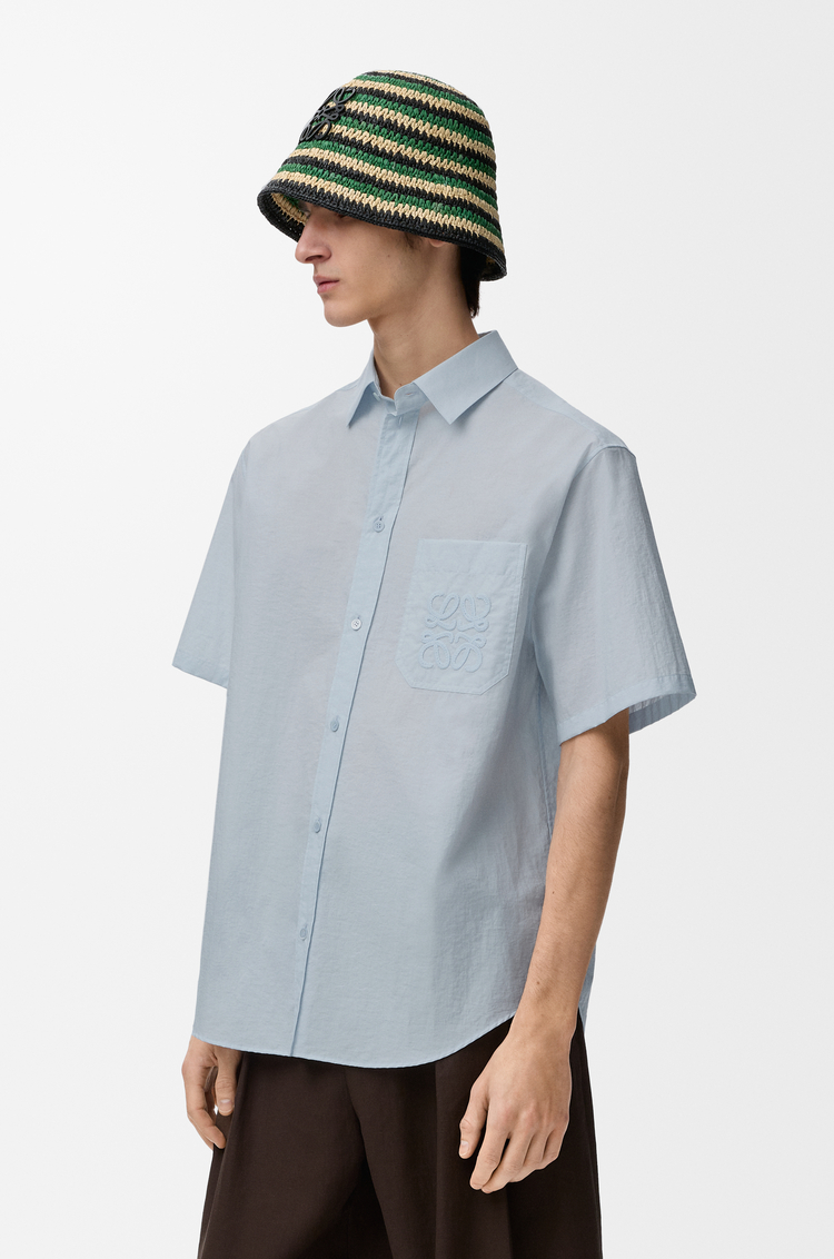 LOEWE Camisa de manga corta en mezcla de algodón Azul Claro