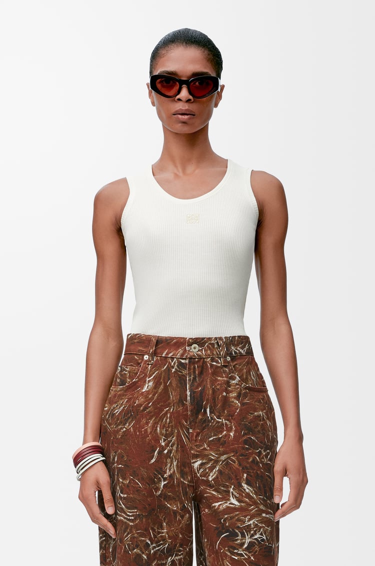 LOEWE Top sin mangas Anagram en seda Blanco Suave
