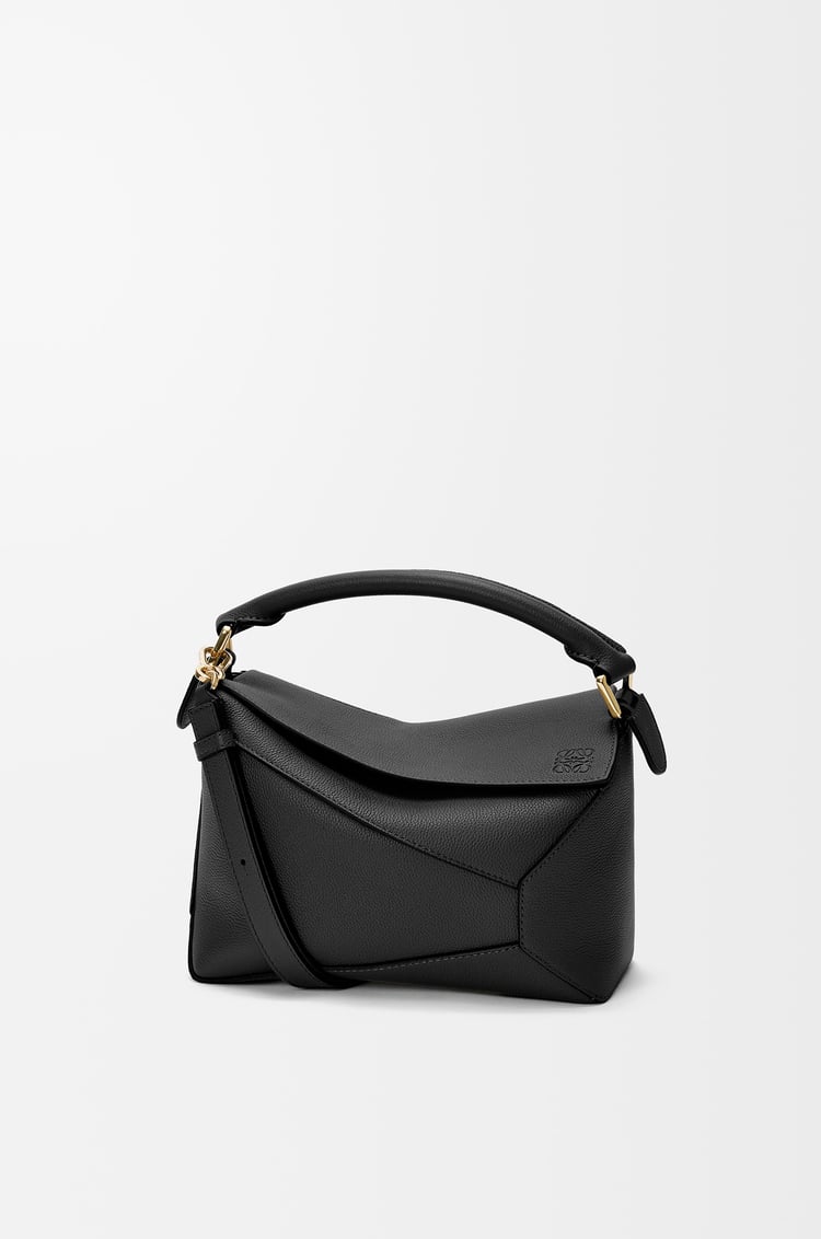 LOEWE Borsa Puzzle Edge piccola in morbida pelle di vitello granata Nero