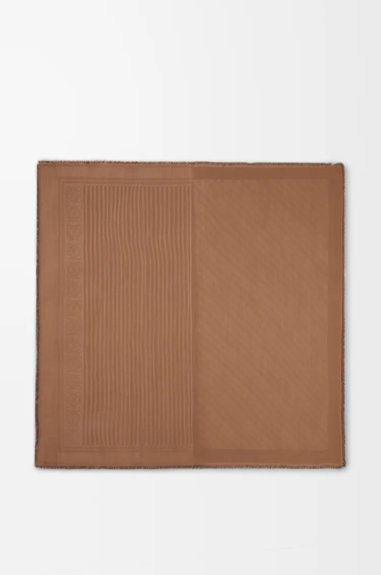 LOEWE Scarf in wool and silk Mocha