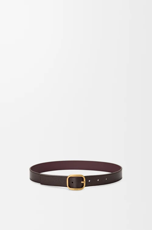 LOEWE Rounded soft belt in supple grained calfskin Oxblood/Vintage Gold