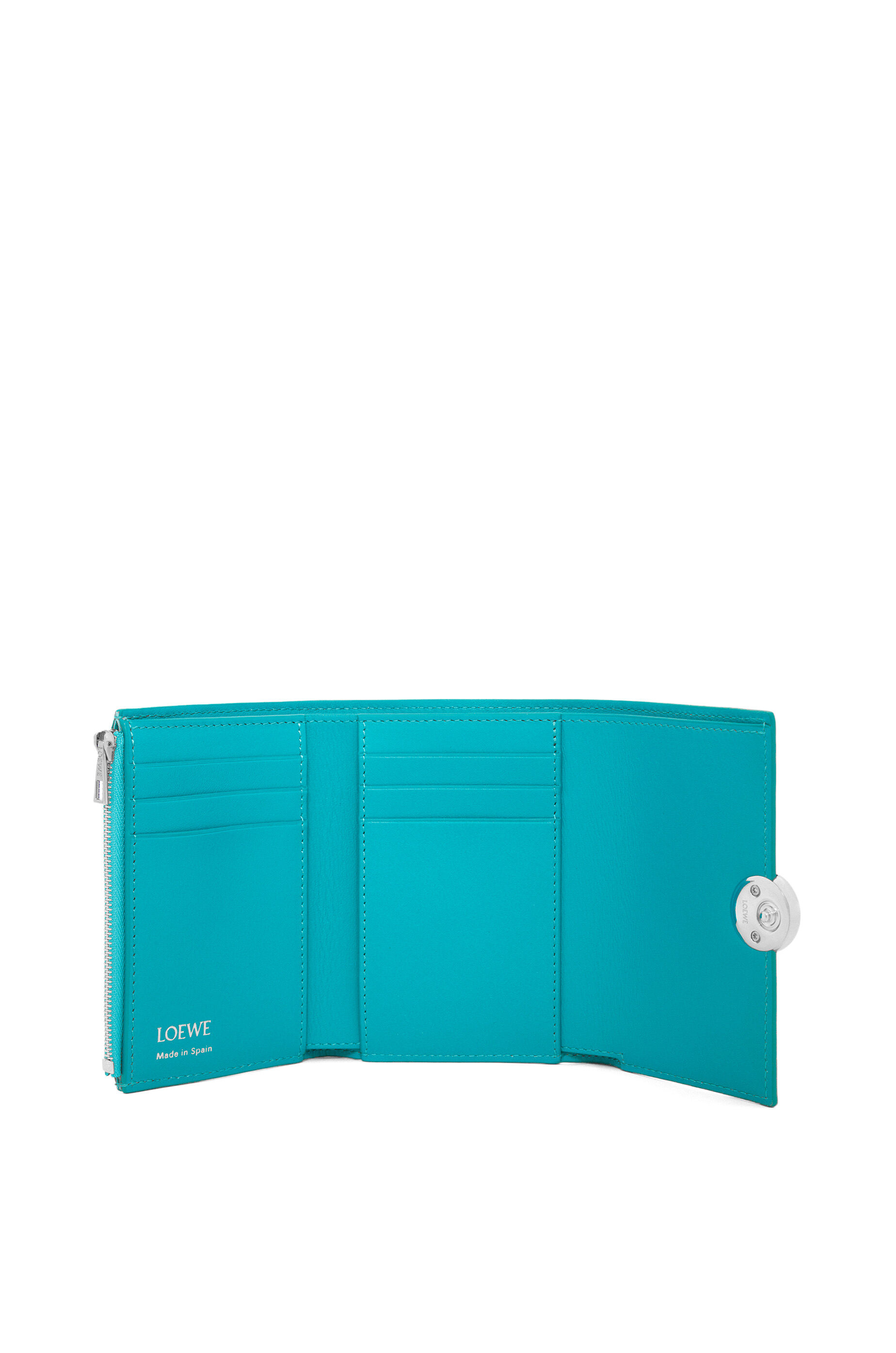ぺブル バーティカル ウォレット スモール（シャイニーナパカーフ） ディープターコイズ - LOEWE