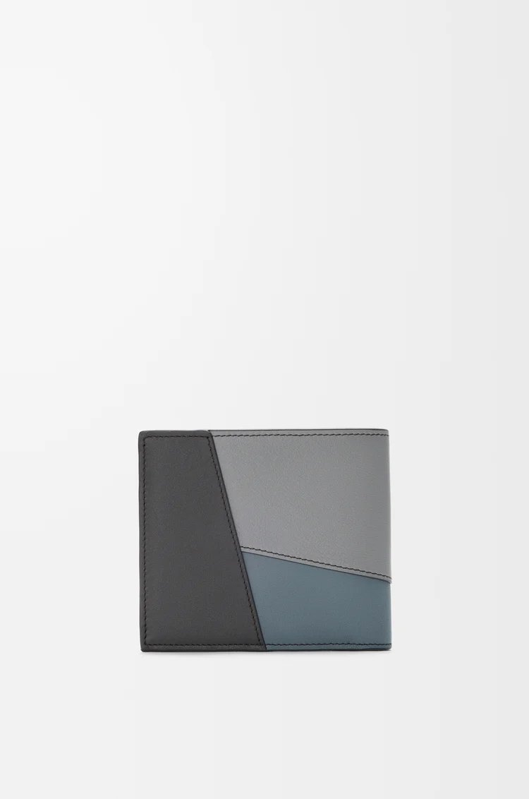 LOEWE 퍼즐 바이폴드 지갑 - 클래식 카프스킨 Asphalt Grey/Storm Blue