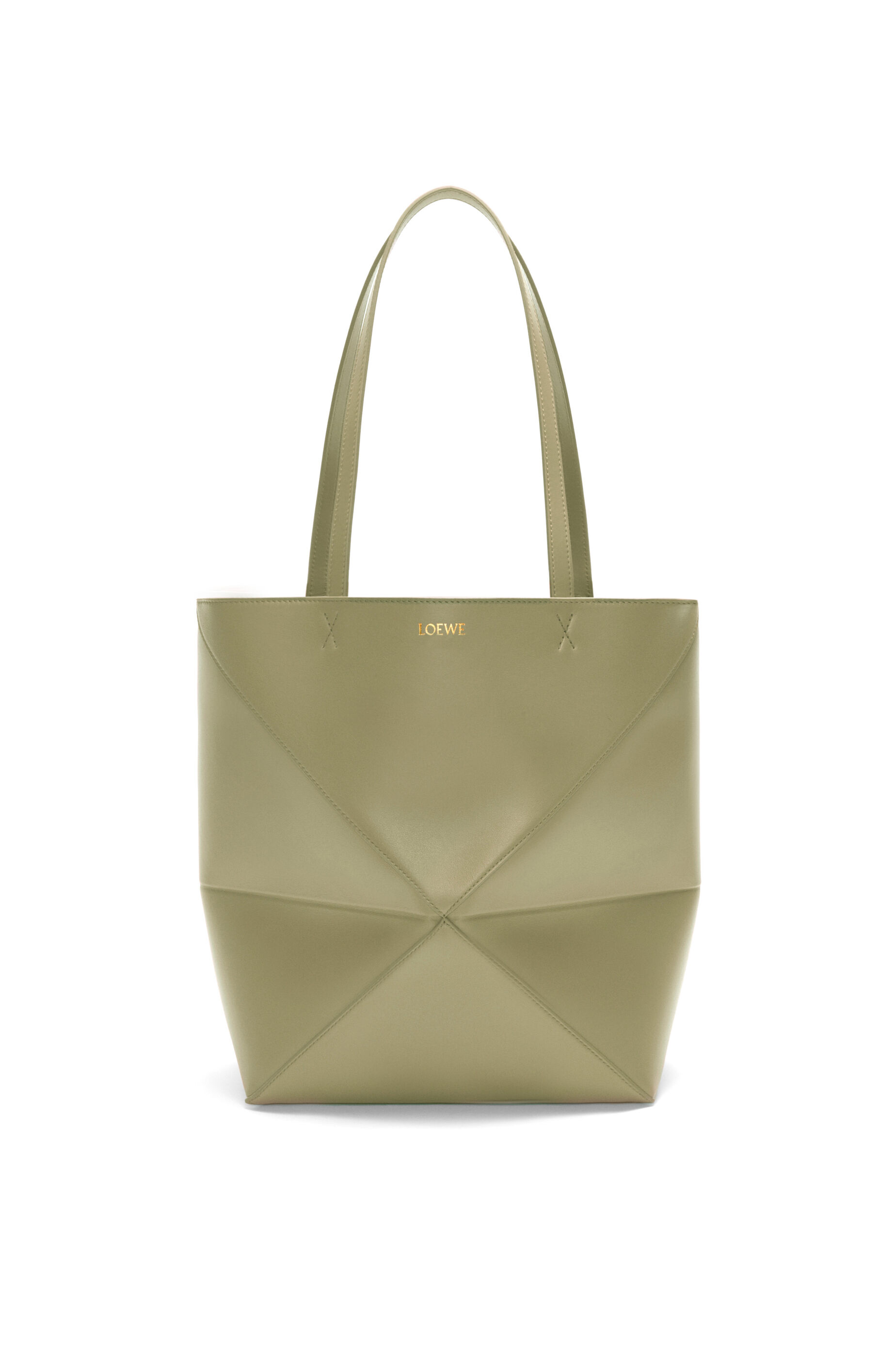 パズルフォルドトート ミニ（シャイニーカーフ） ユーカリグリーン - LOEWE