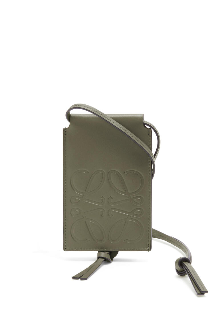 LOEWE Sliding neck cardholder in classic calfskin Khaki Green pdp_rd