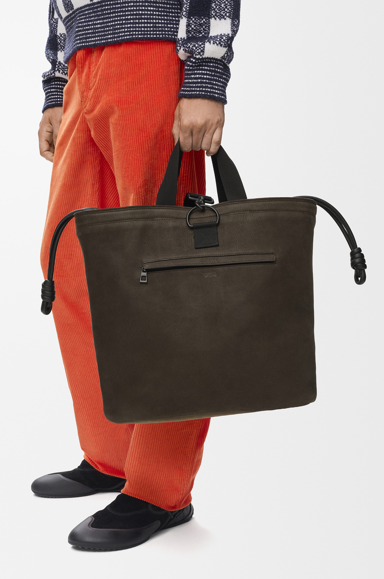 LOEWE Squad backpack in nubuck Khaki