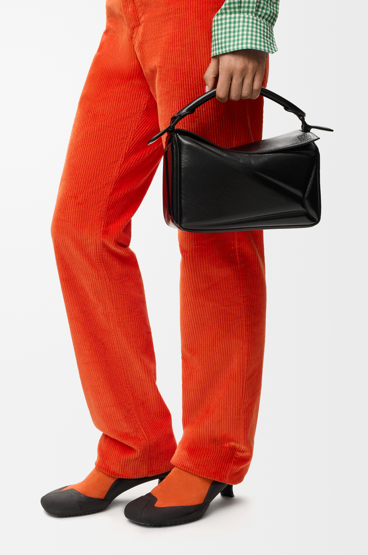 LOEWE Borsa Puzzle Blown piccola in pelle di agnello lucida Nero