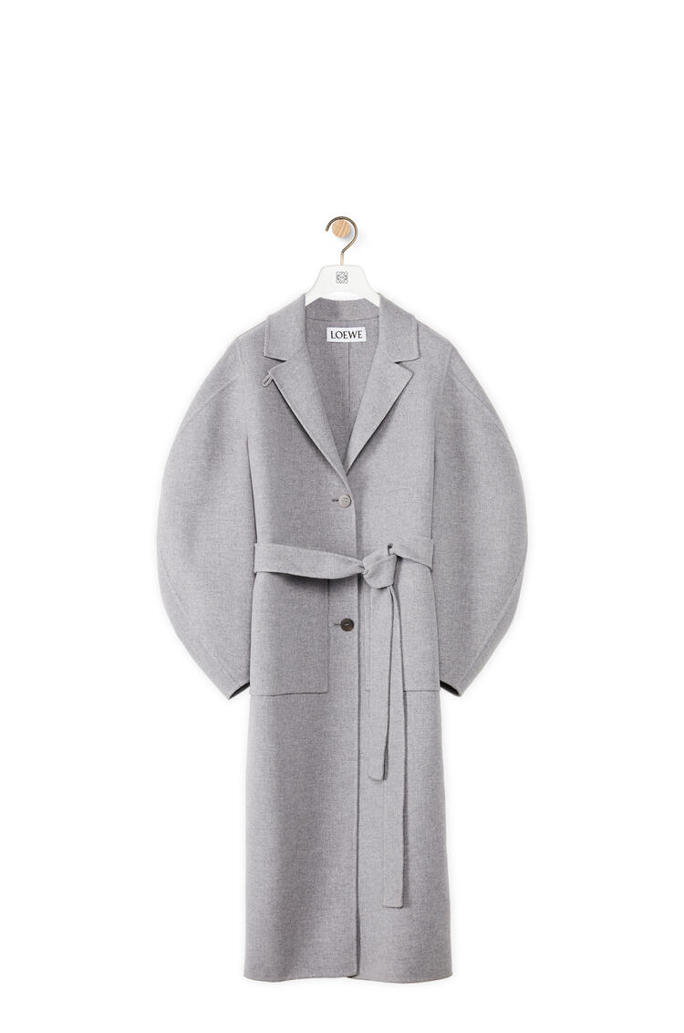 LOEWE Circular sleeve belted coat in wool and cashmere Grey pdp_rd