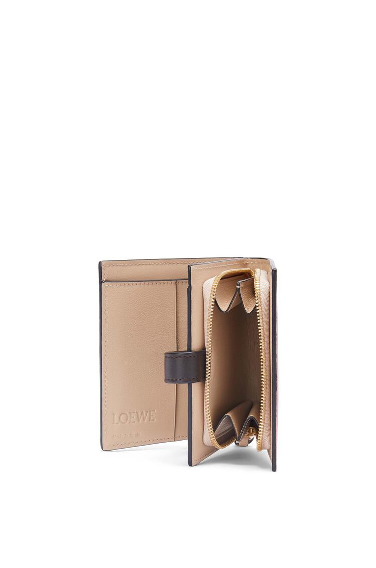 LOEWE Compact zip wallet in soft grained calfskin Plumrose/Chocolate