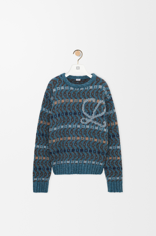 LOEWE Sweater in wool blend Blue/Multicolor