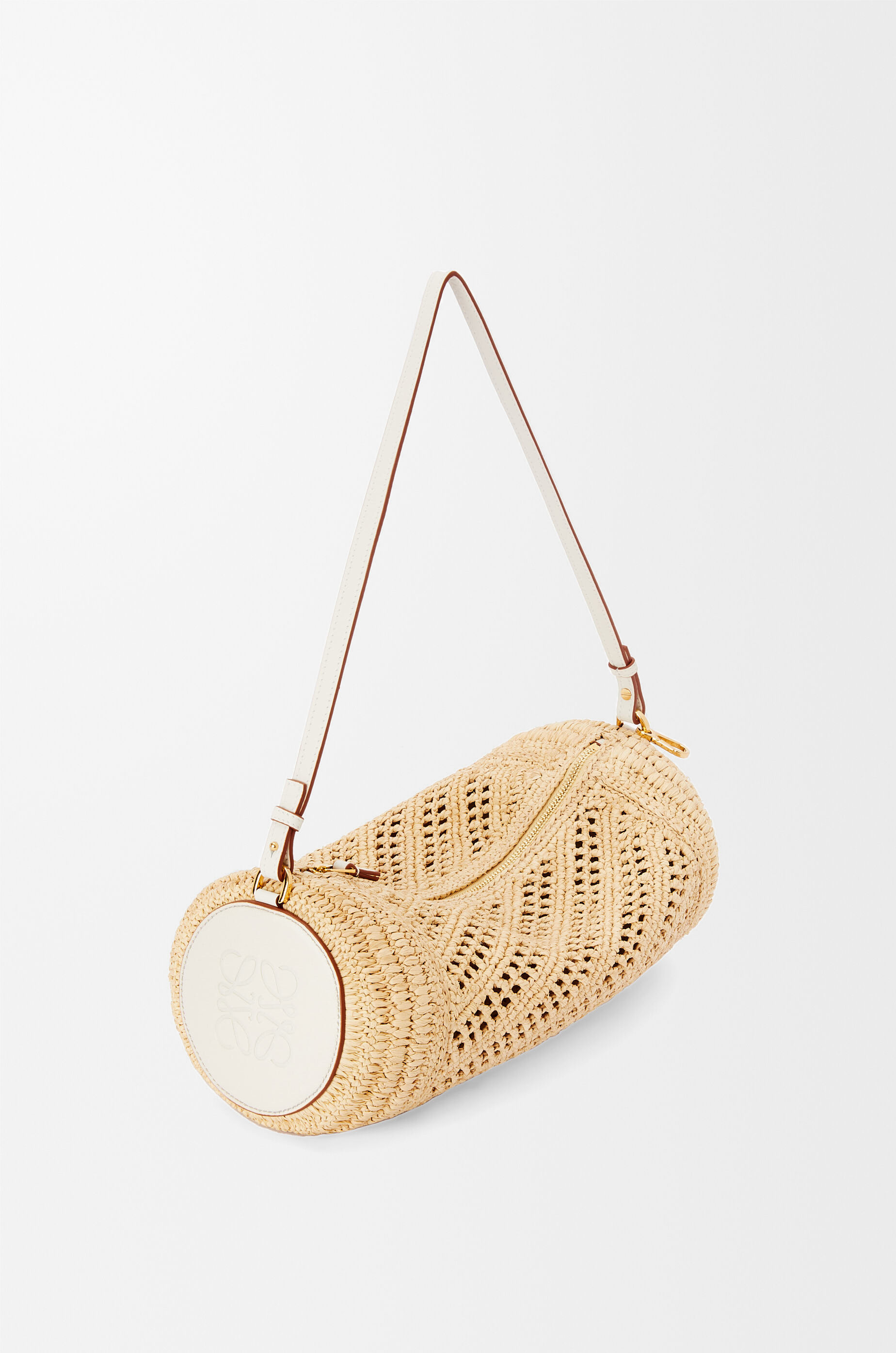 LOEWE| (Bracelet Pouch in raffia and calfskin (A912P84X Bracelet pouch in raffia and calfskin Beige - LOEWE