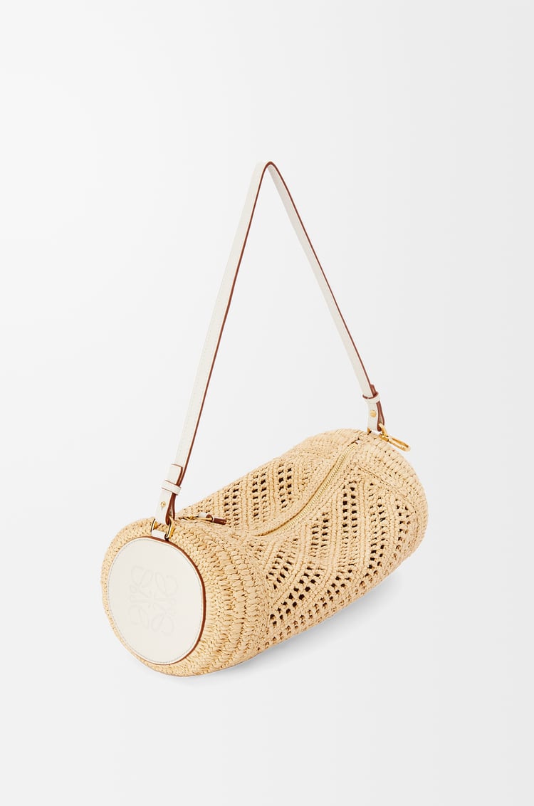 LOEWE Bracelet pouch in raffia and calfskin Natural/Soft White