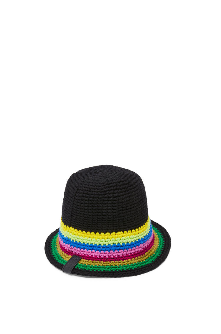 LOEWE Crochet hat in cotton and calfskin Multicolor/Black pdp_rd