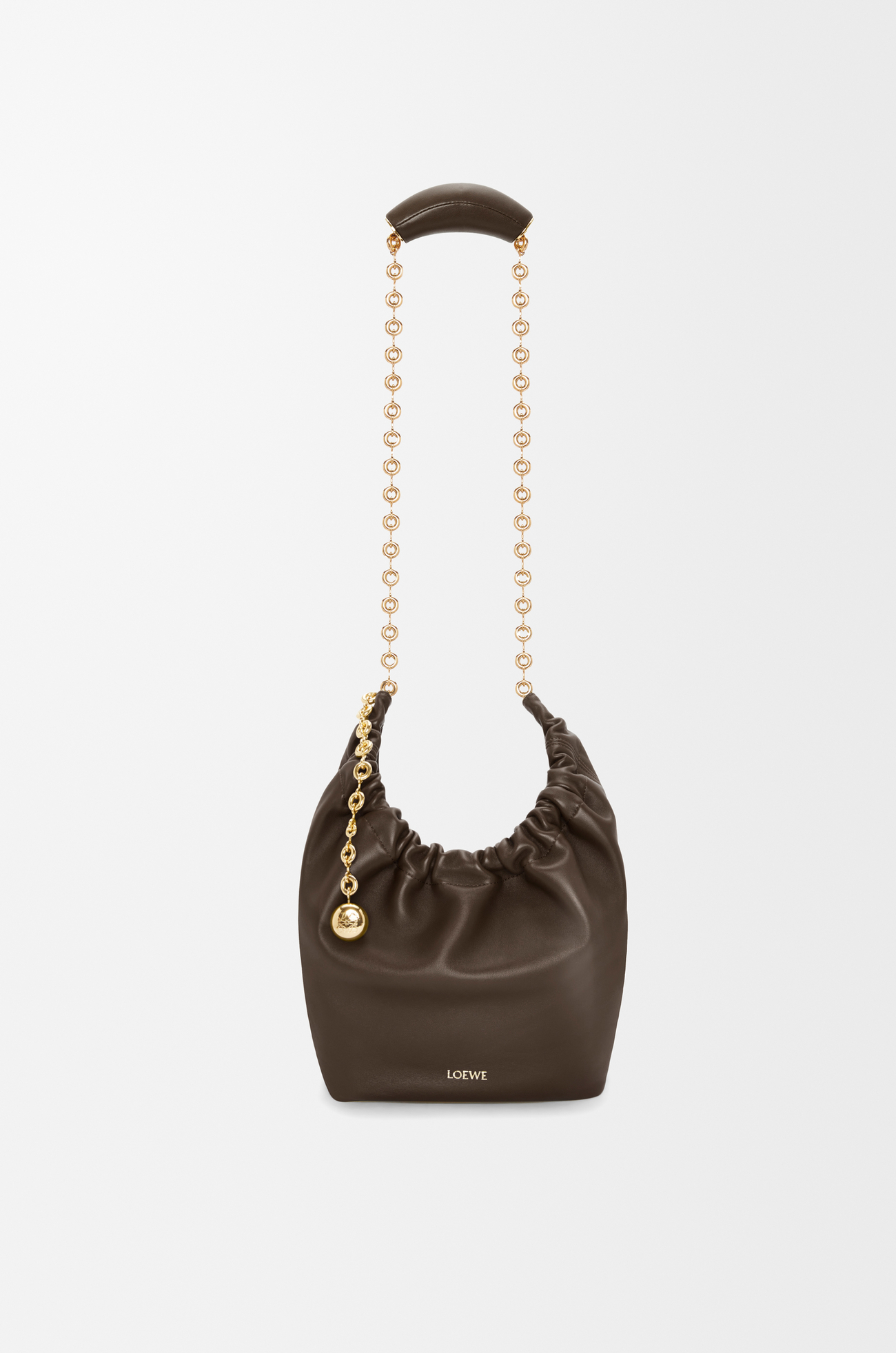 LOEWE Bolso Squeeze pequeño en piel napa de cordero Chocolate