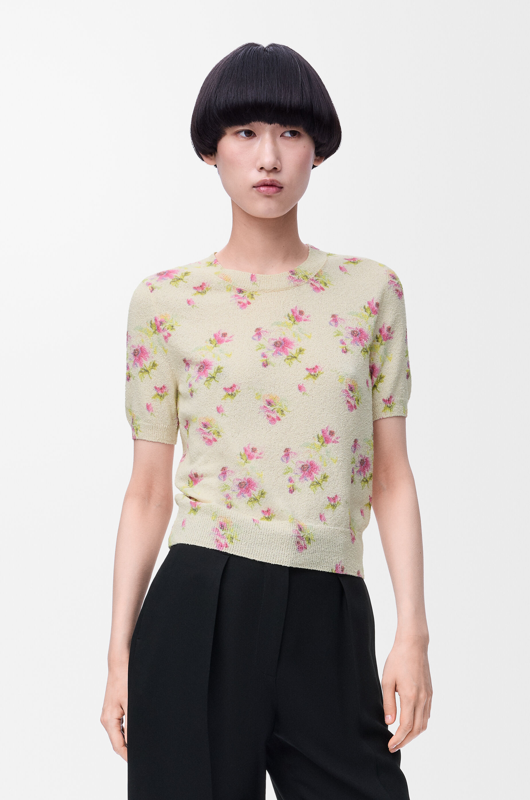 Short sleeve sweater in cotton blend White - LOEWE