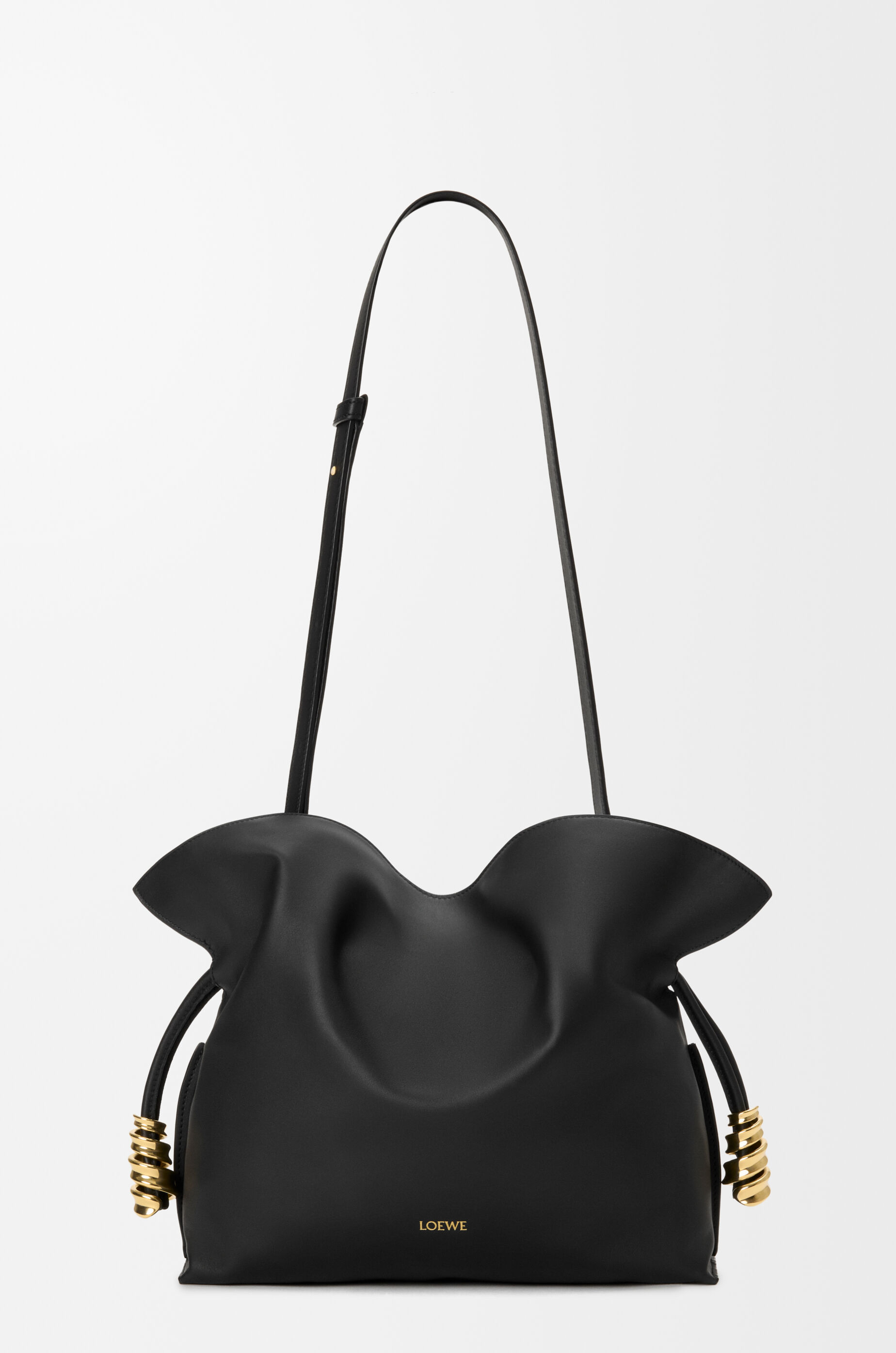 Medium Coil Flamenco clutch in nappa calfskin Black - LOEWE USA