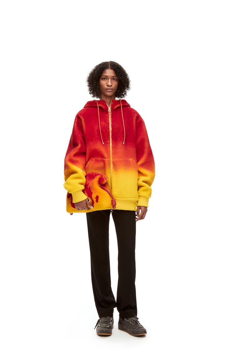 LOEWE Calcifer intarsia hoodie in shearling Multicolor