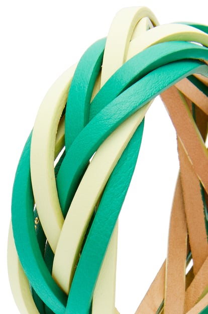 LOEWE Bicolour braided bangle in calfskin Pale Lime/Green plp_rd