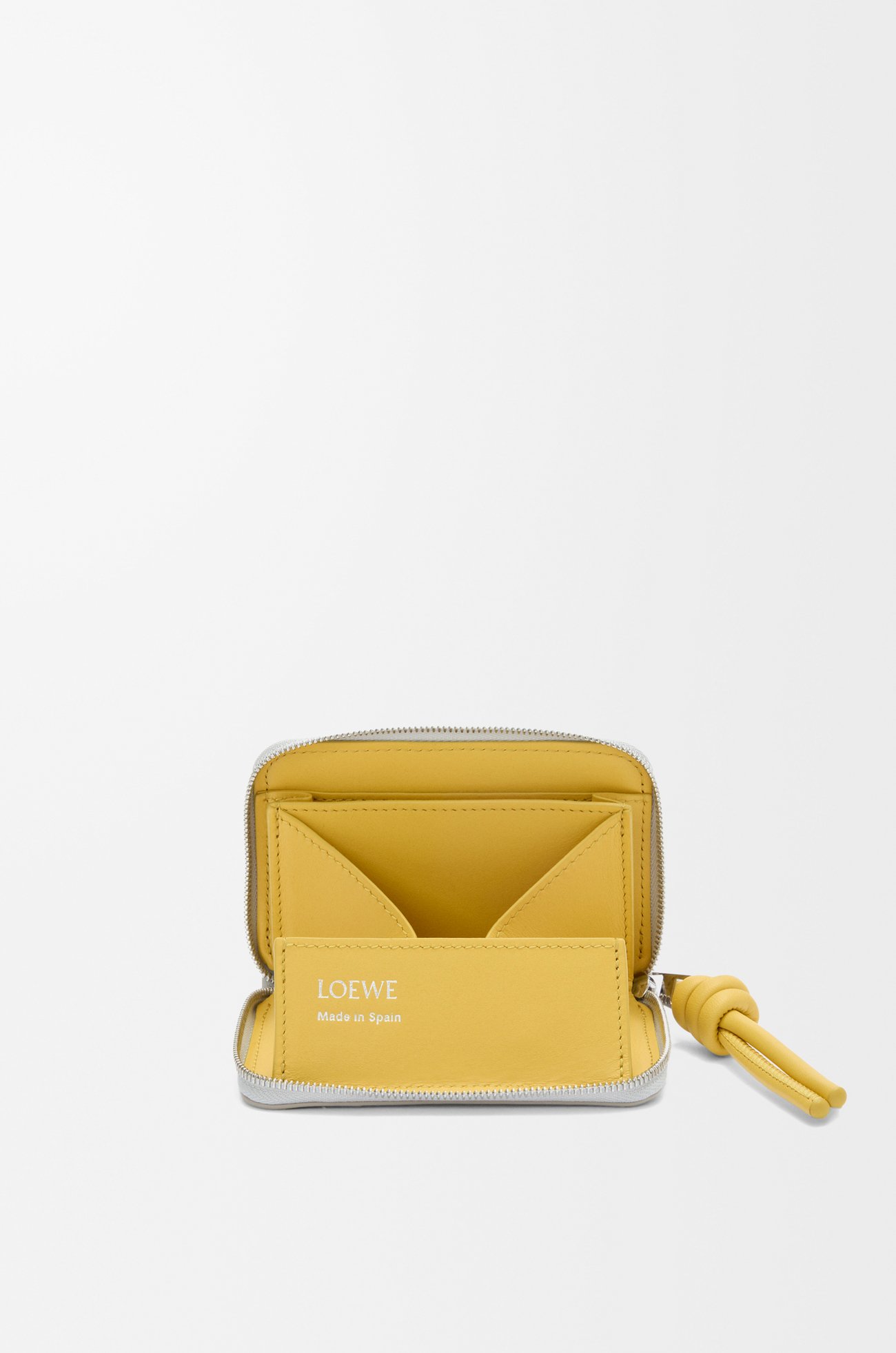 LOEWE Zipped coin purse in shiny nappa calfskin Shell Grey/Dandelion