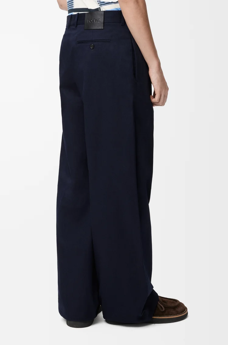LOEWE Wide leg trousers in cotton Dark Navy