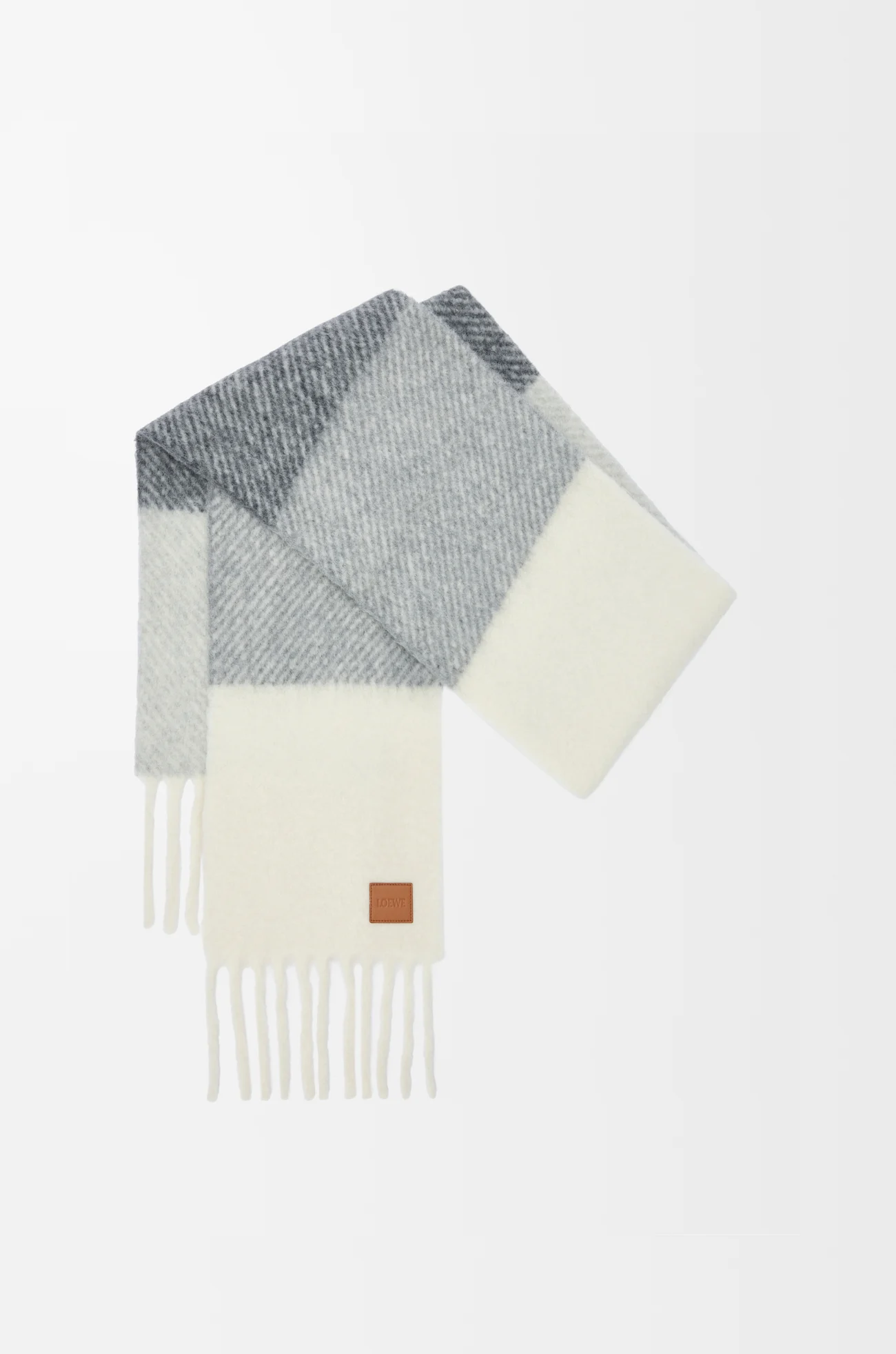 LOEWE Scarf in alpaca and wool blend Grey/White