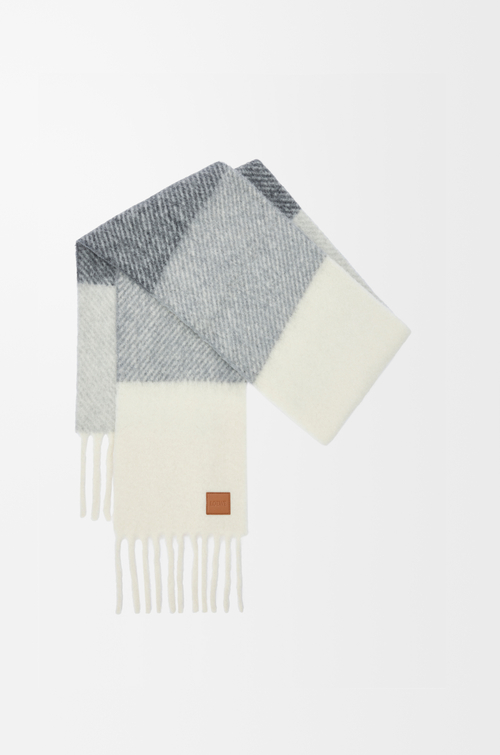 LOEWE Bufanda en mezcla de alpaca y lana Gris/Blanco
