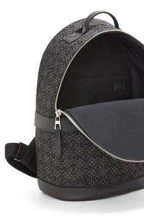 LOEWE Round backpack in Anagram jacquard and calfskin Anthracite/Black plp_rd