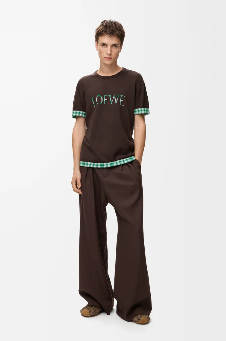 LOEWE Top in wool and cotton Brown/White