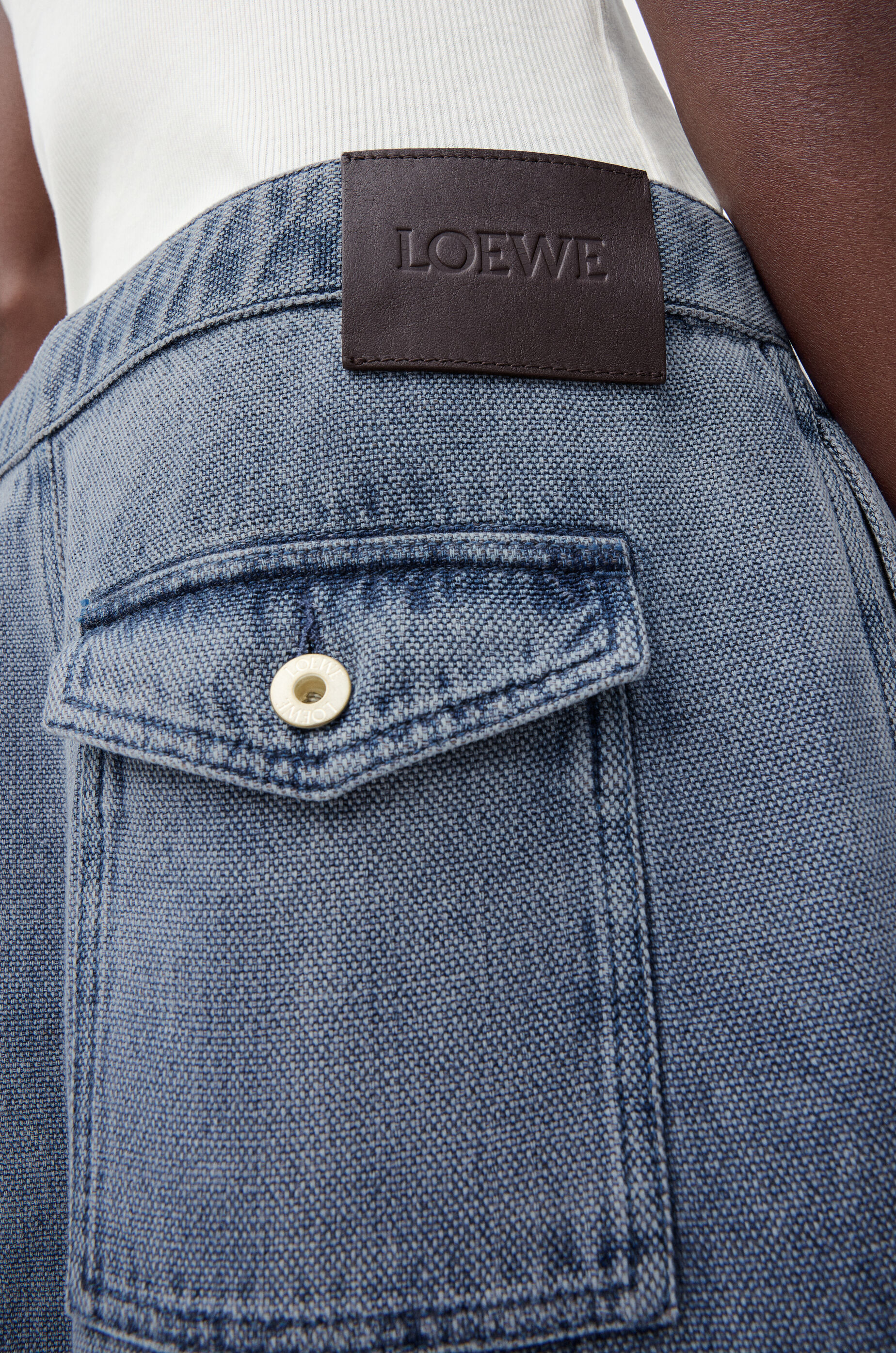 Drawstring trousers in cotton and linen Grey - LOEWE