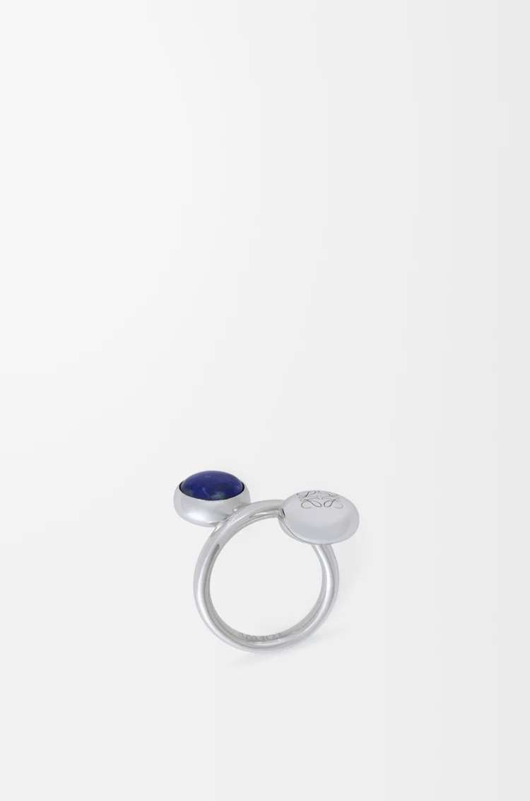 LOEWE Bague Pebble Anagram en argent sterling et lapis-lazuli Argent/Bleu