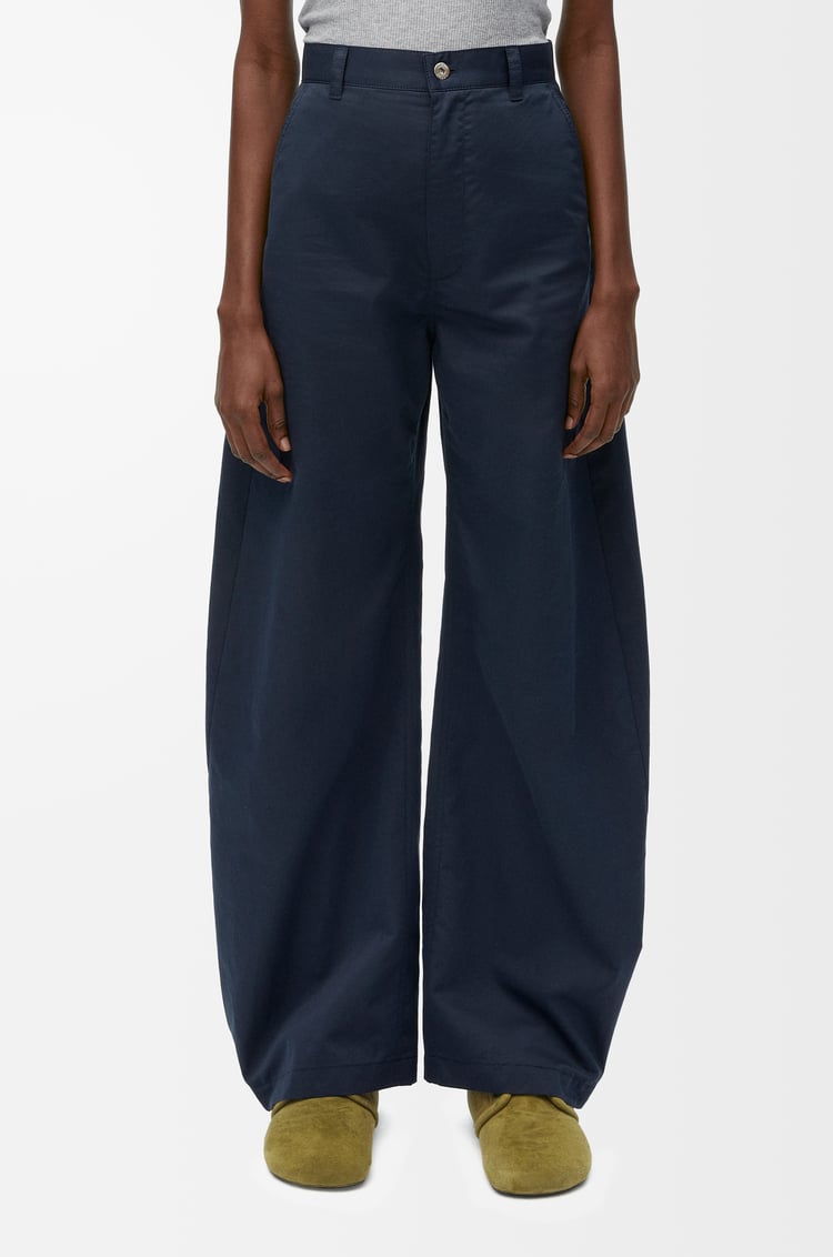LOEWE Balloon trousers in cotton and silk Midnight Blue
