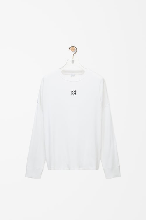 LOEWE Camiseta de manga larga de corte oversize en algodón Blanco