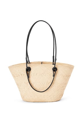 LOEWE Anagram Basket bag in iraca palm and calfskin Natural/Black