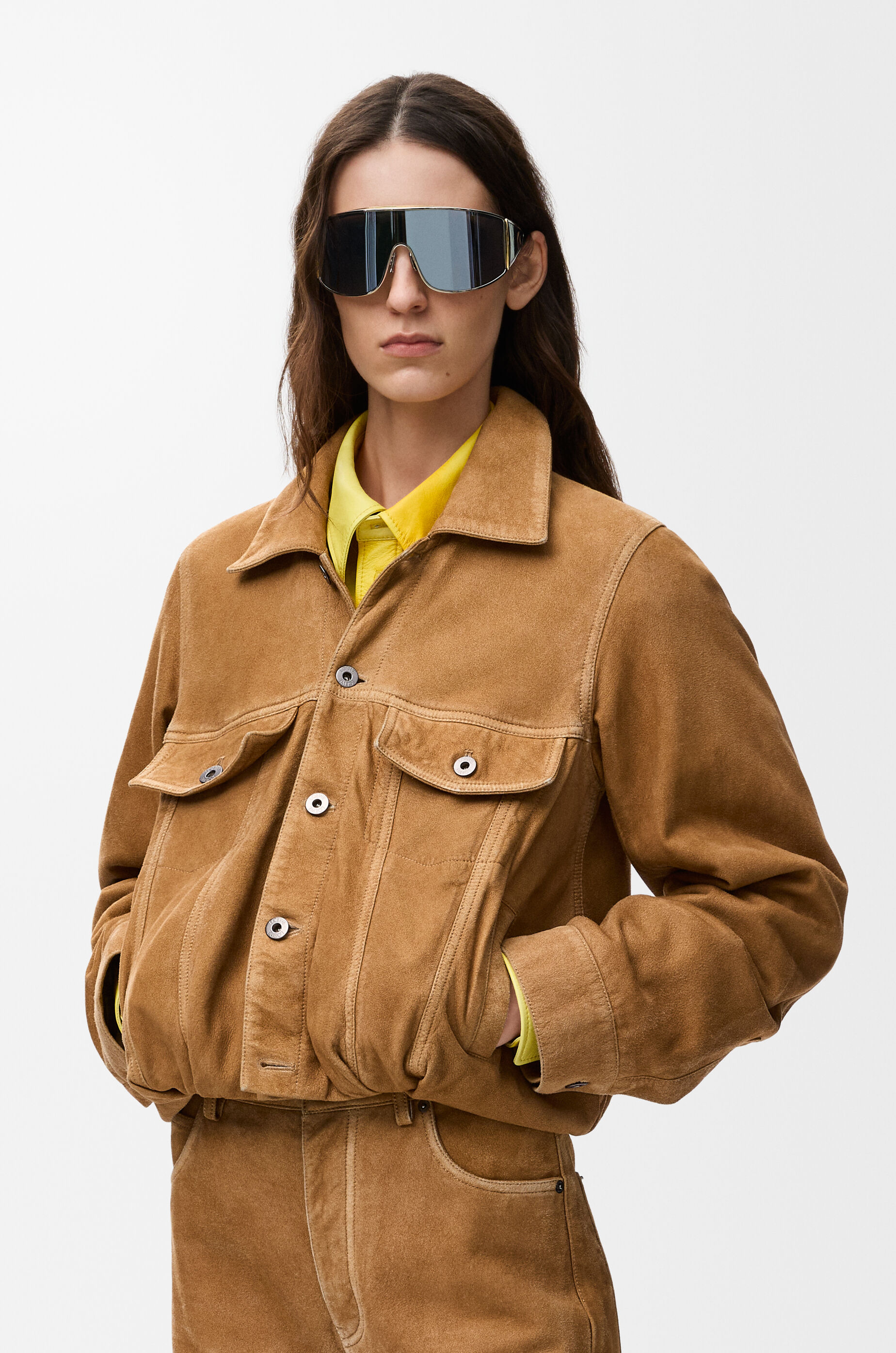 Jacket in suede goatskin Beige - LOEWE USA Official Website