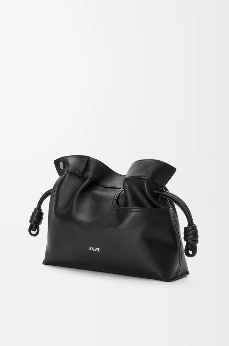 LOEWE Panta medium Flamenco clutch in shiny calfskin Black