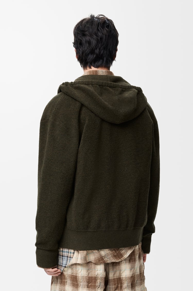 LOEWE Anagram zip-up hoodie in wool Khaki Green