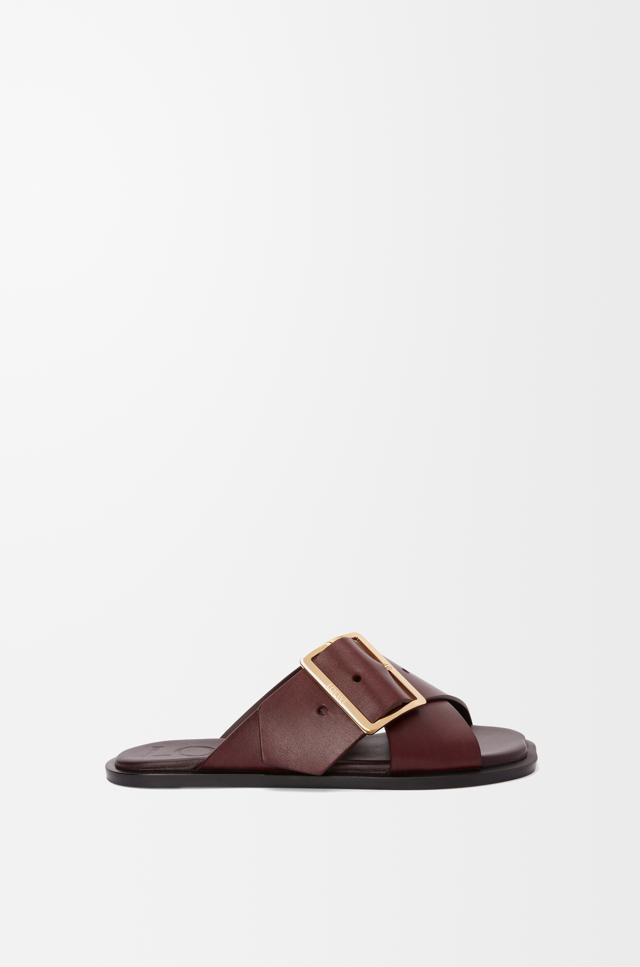 LOEWE Petal Belt flat sandal in vegetable-tanned calfskin Burgundy plp_rd