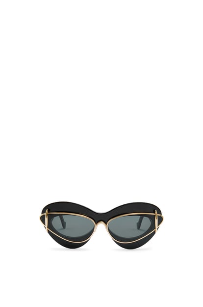 LOEWE Gafas de sol cat-eye doble en acetato y metal Negro Brillante plp_rd