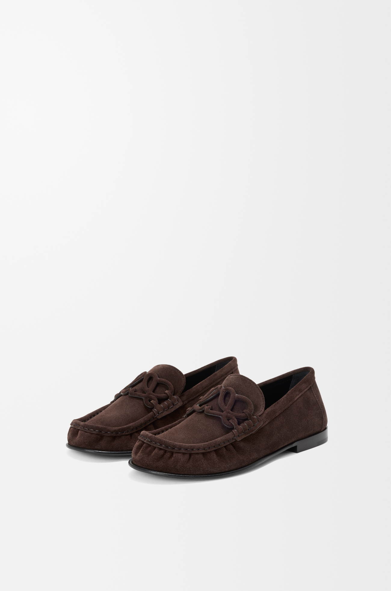 LOEWE Mocasín doble L en ante de piel de ternera Chocolate Negro