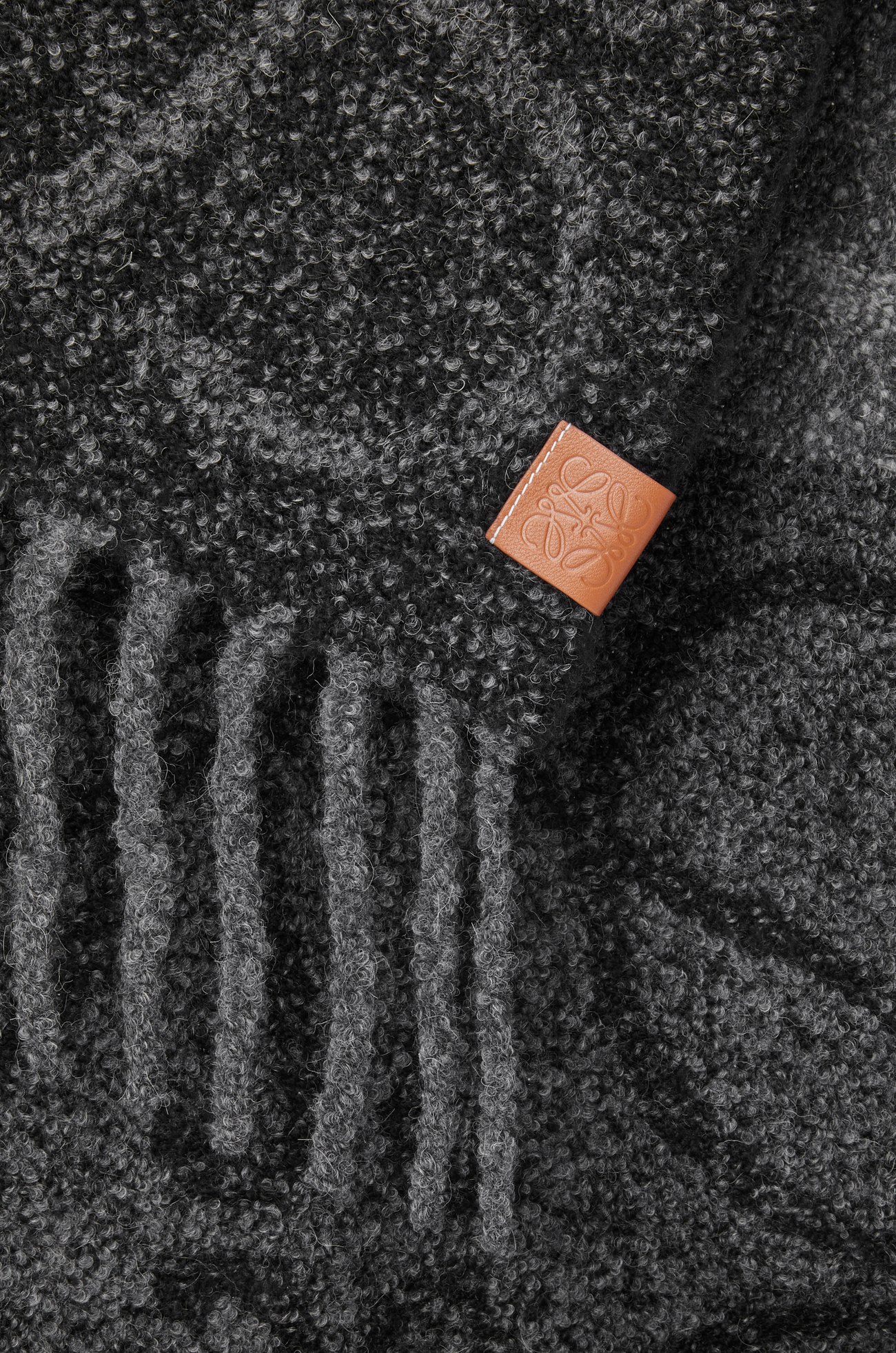 LOEWE Anagram scarf in alpaca and wool Dark Grey/Black