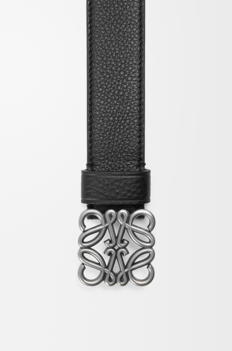 LOEWE Ceinture Chunky Anagram en cuir de veau grainé souple Noir/Palladium Vintage