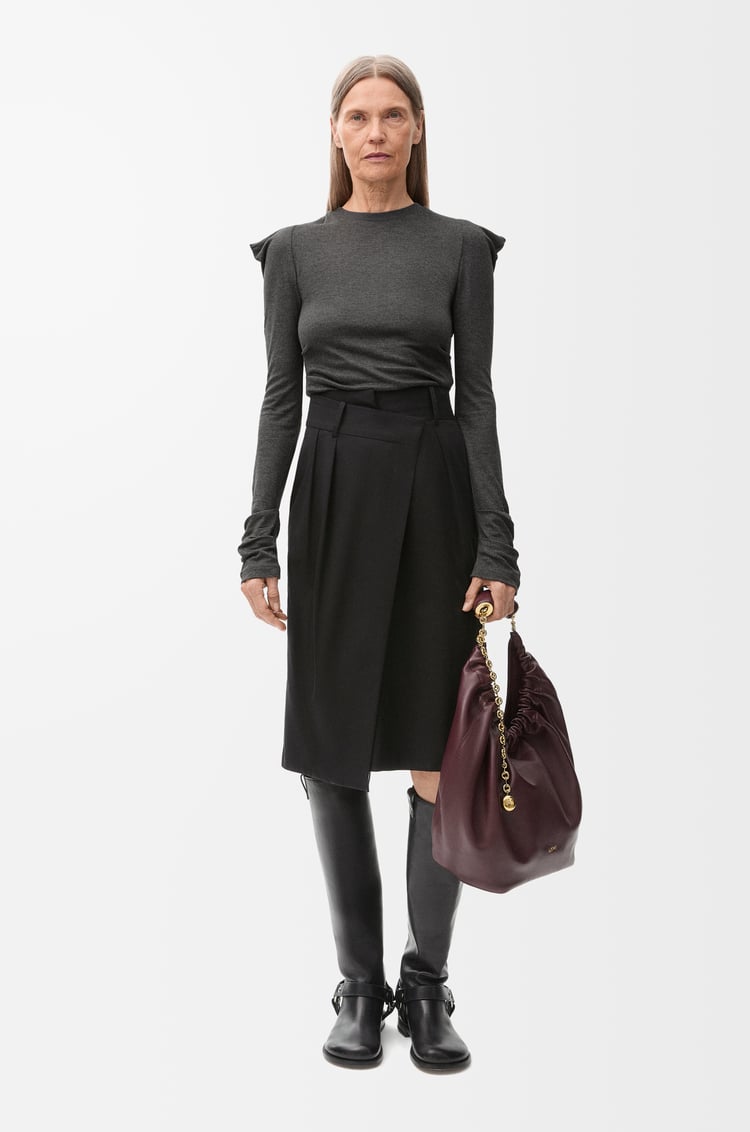 LOEWE Wrap skirt in cotton and silk Black