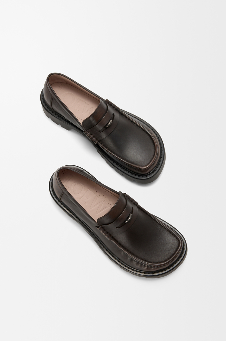 LOEWE Sierra loafer in brushed-off calfskin Dark Brown